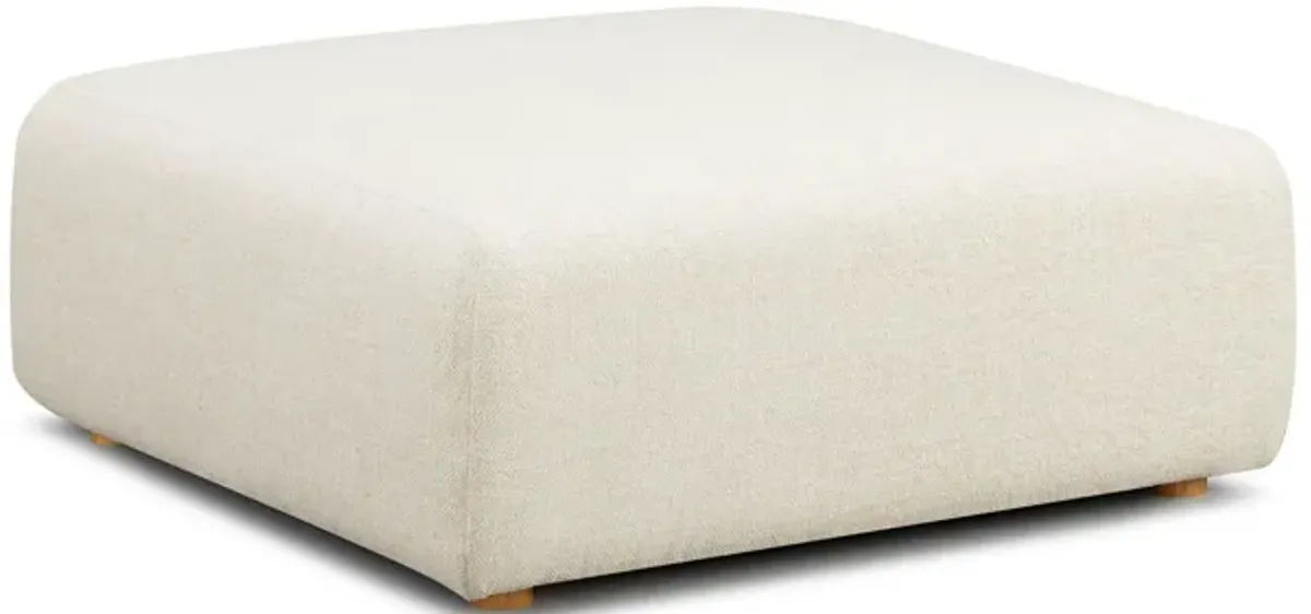 Hangover Cream Heavy Textured Fabric Ottoman