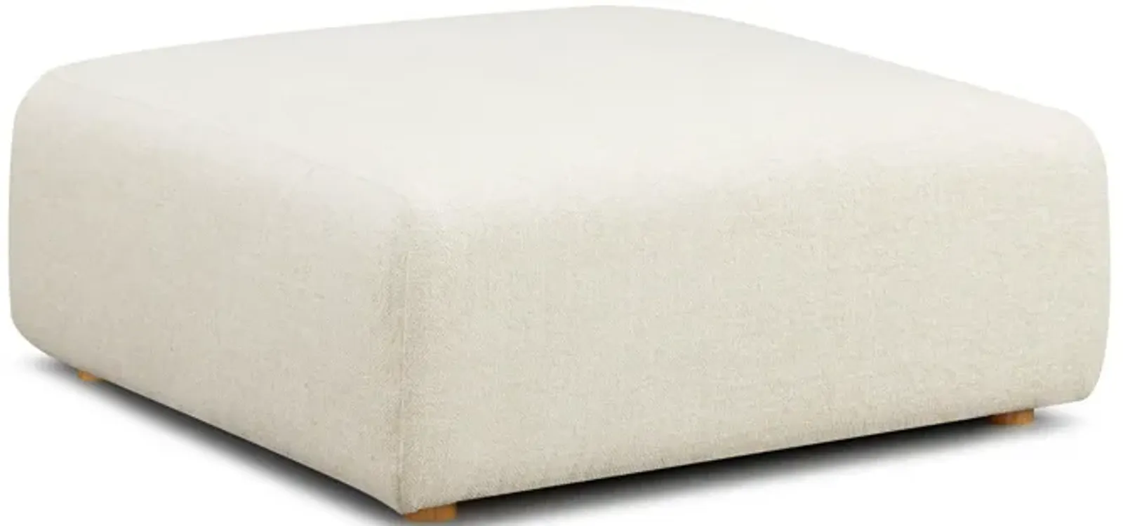 Hangover Cream Heavy Textured Fabric Ottoman