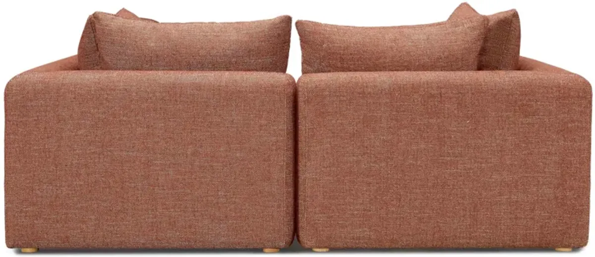 Hangover Sedona Red Textured Fabric Loveseat