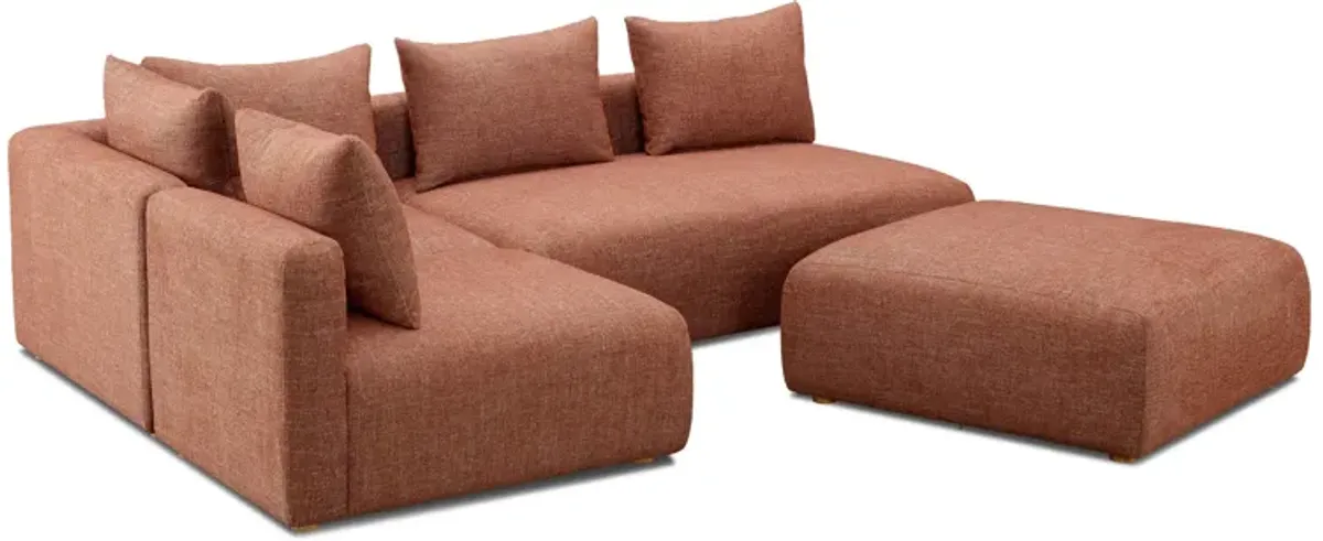 Hangover Sedona Red Textured Fabric 4-Piece Modular Chaise Sectional