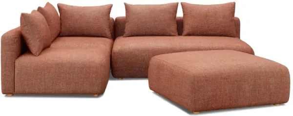 Hangover Sedona Red Textured Fabric 4-Piece Modular Chaise Sectional