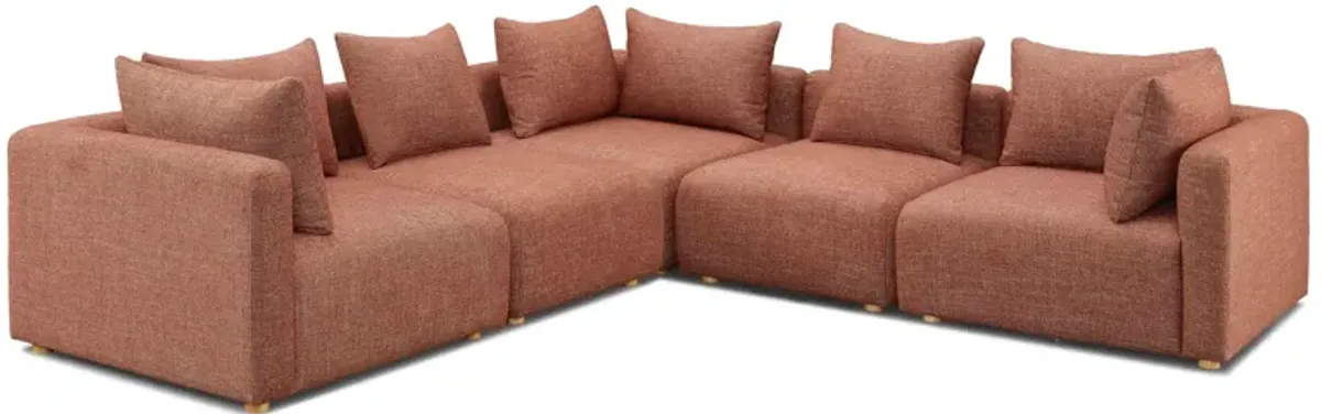 Hangover Sedona Red Textured Fabric 5-Piece Modular L-Sectional