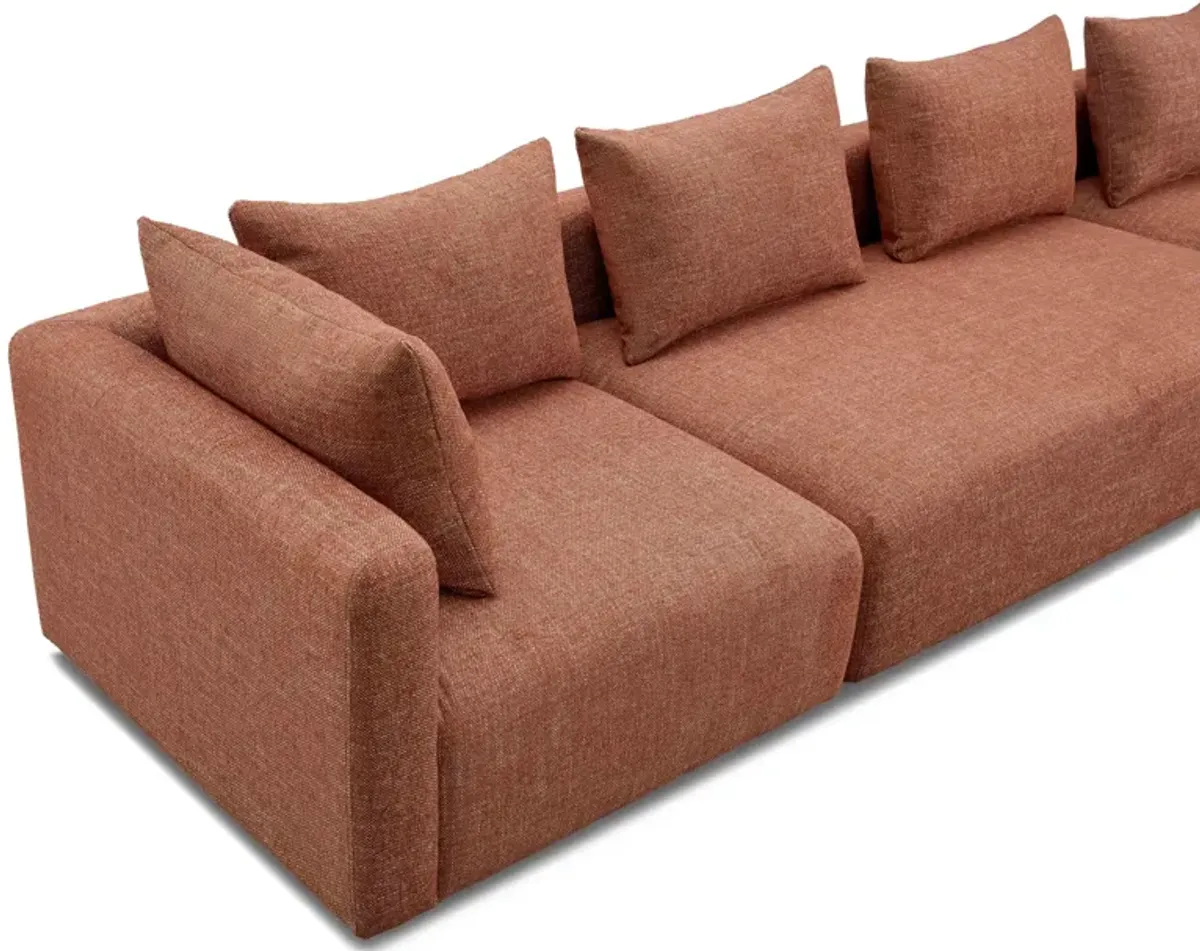 Hangover Sedona Red Textured Fabric 145" Long Sofa