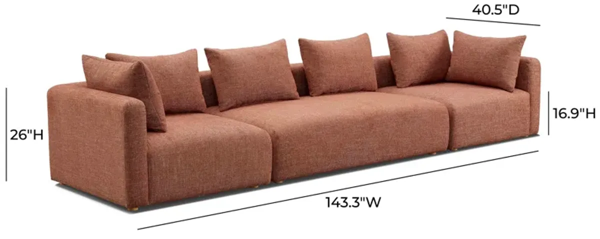 Hangover Sedona Red Textured Fabric 145" Long Sofa