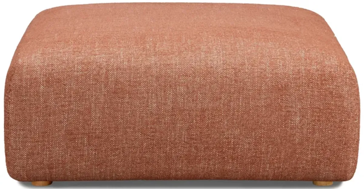 Hangover Sedona Red Textured Fabric Ottoman