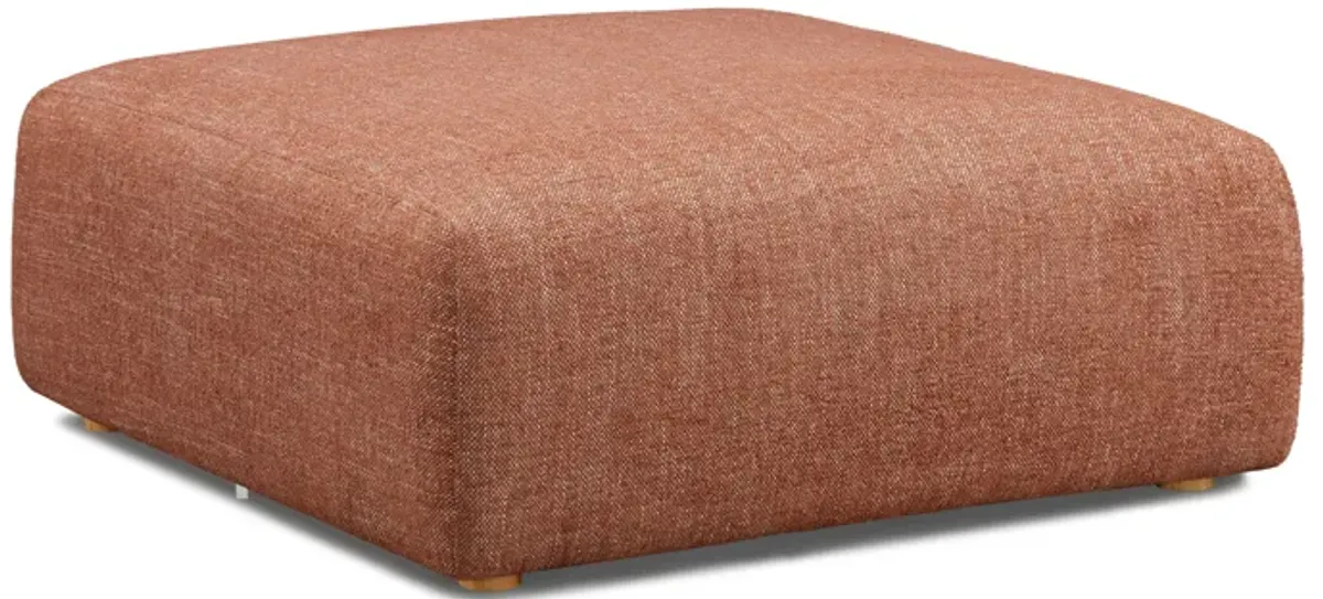Hangover Sedona Red Textured Fabric Ottoman