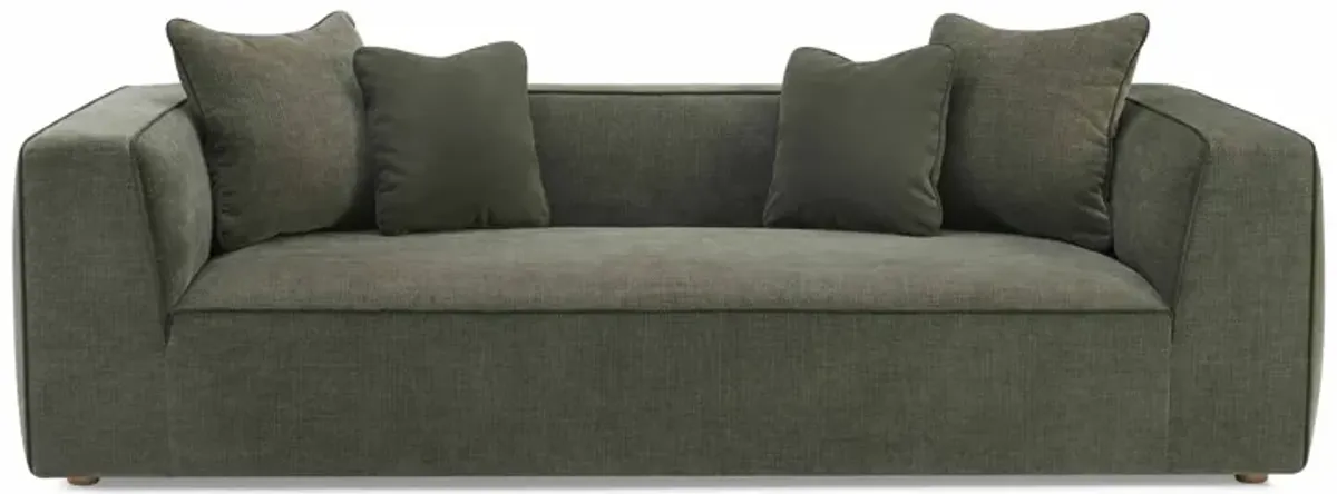 Tristine Olive Green Upcycled Basketweave Sofa