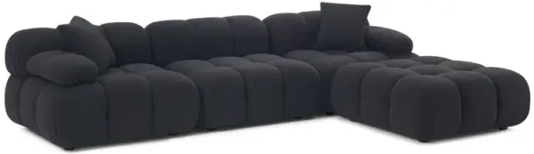 Calliope Black Vegan Shearling 4-piece Modular Sectional