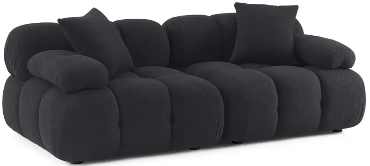 Calliope Black Vegan Shearling Modular Loveseat
