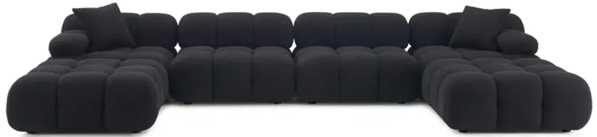Calliope Black Vegan Shearling 6-piece Modular U-Sectional