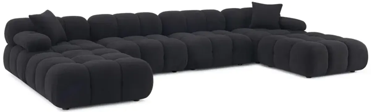 Calliope Black Vegan Shearling 6-piece Modular U-Sectional