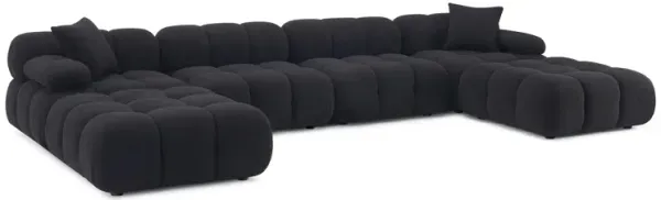 Calliope Black Vegan Shearling 6-piece Modular U-Sectional