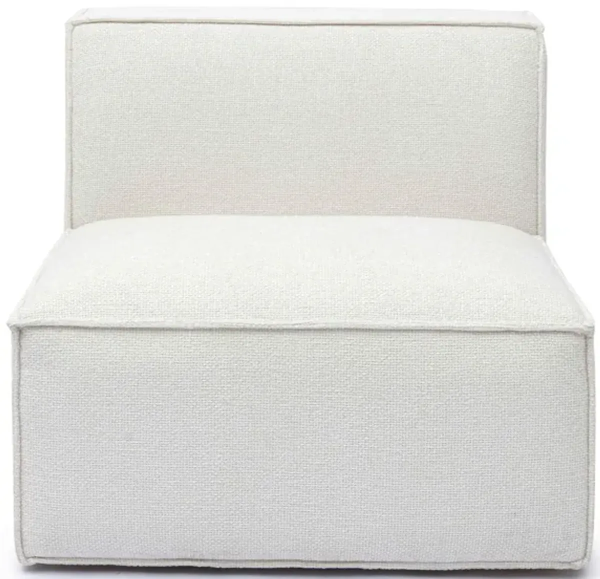 Mindy Cream Chenille Basketweave Armless Chair