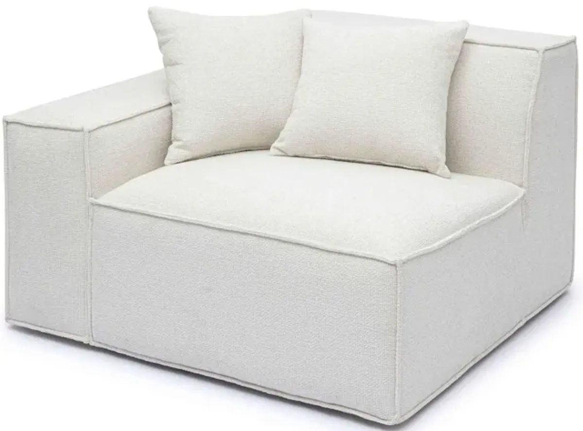 Mindy Cream Chenille Basketweave LAF Corner Chair