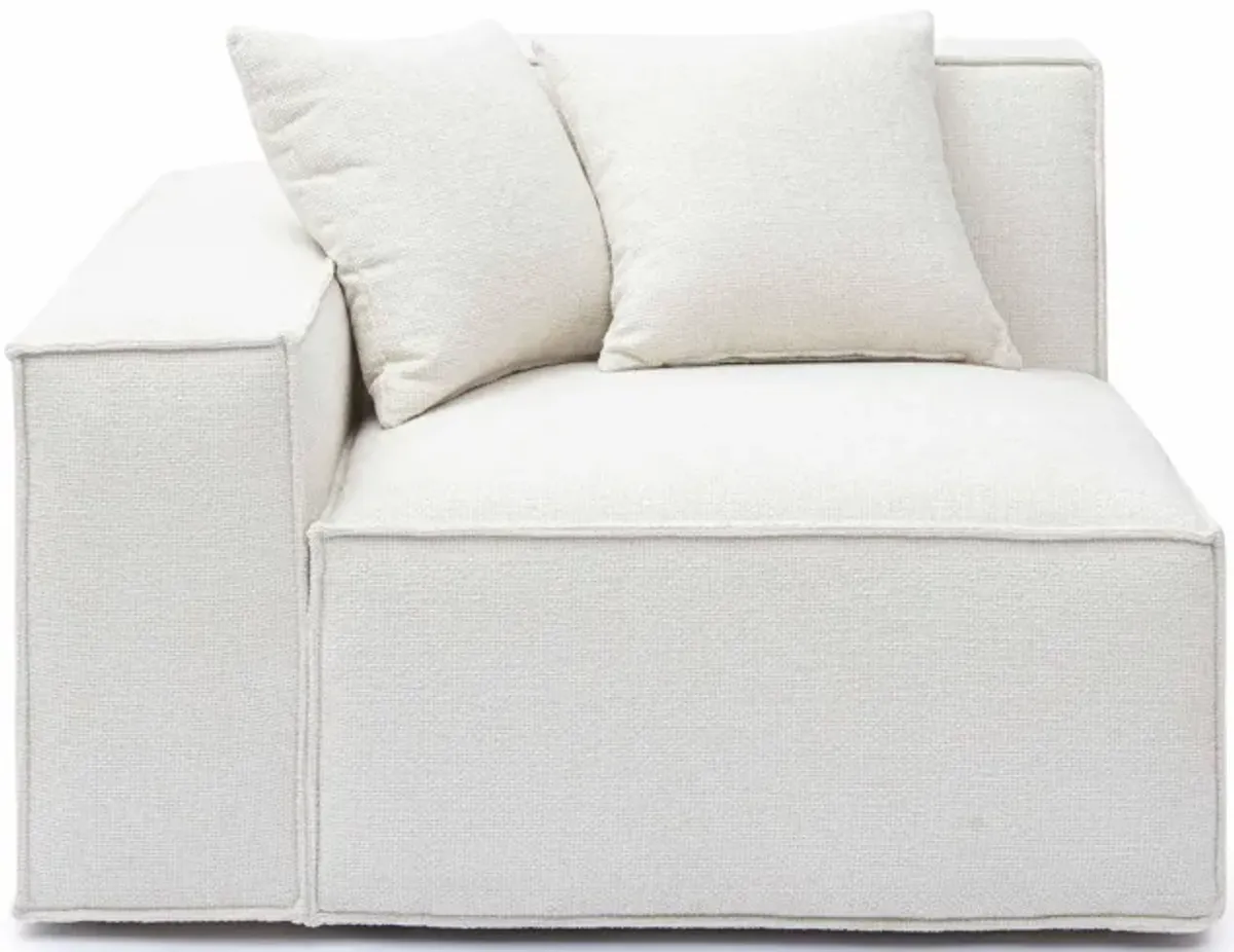 Mindy Cream Chenille Basketweave LAF Corner Chair