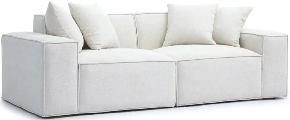 Mindy Cream Chenille Basketweave Modular Loveseat