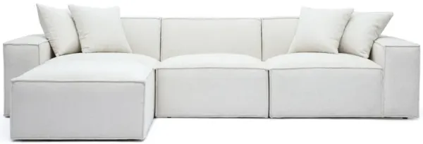 Mindy Cream Chenille Basketweave Modular Sectional