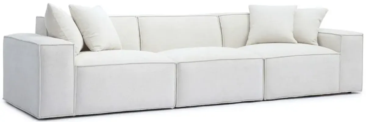 Mindy Cream Chenille Basketweave Modular Sofa