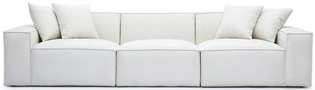 Mindy Cream Chenille Basketweave Modular Sofa