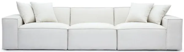Mindy Cream Chenille Basketweave Modular Sofa