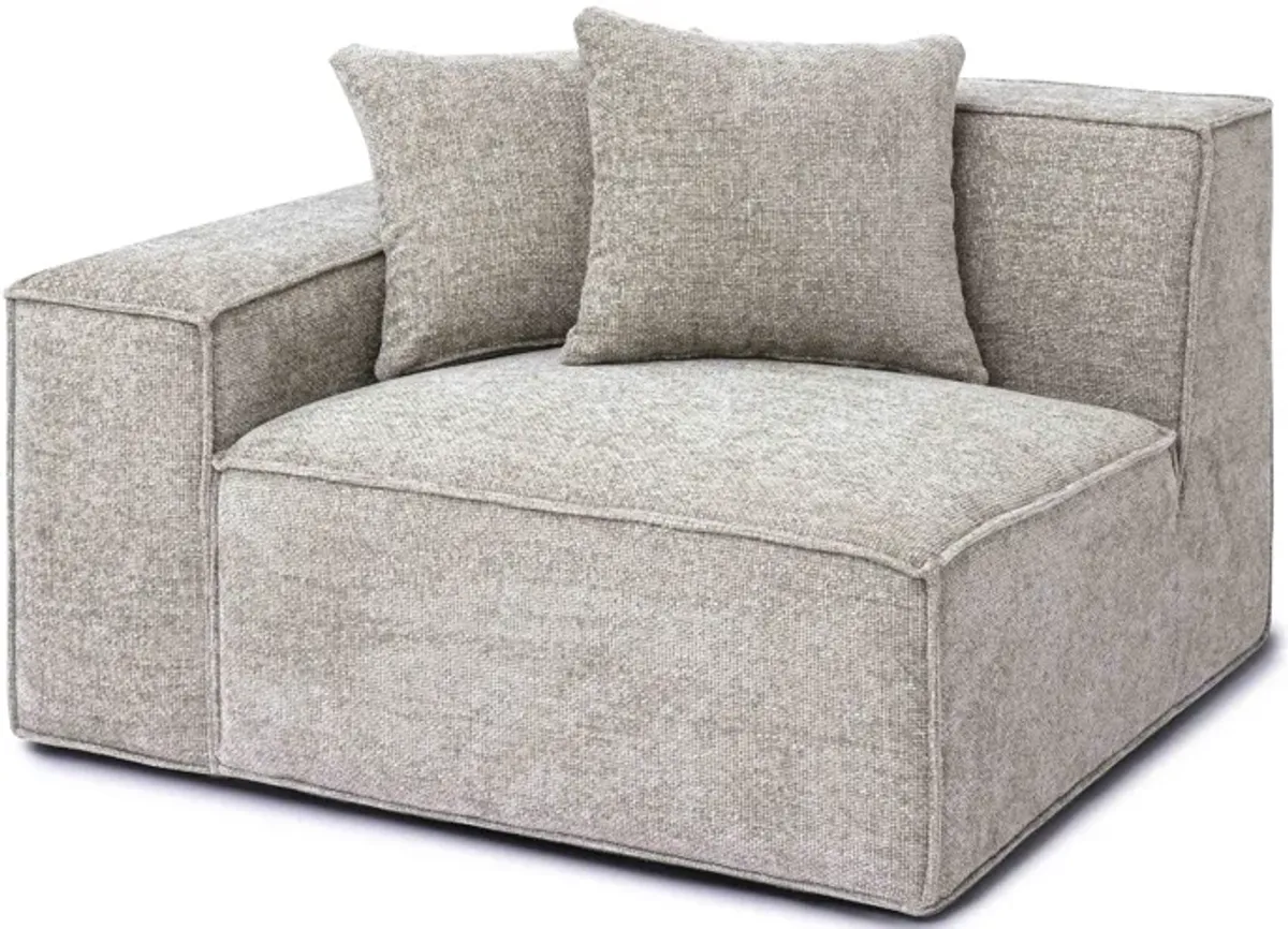 Mindy Taupe Chenille Basketweave LAF Corner Chair
