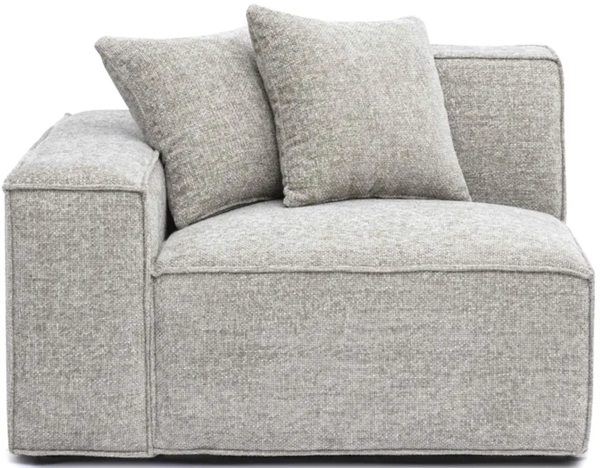 Mindy Taupe Chenille Basketweave LAF Corner Chair