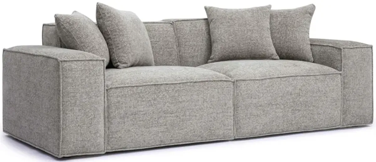 Mindy Taupe Chenille Basketweave Modular Loveseat