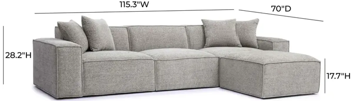 Mindy Taupe Chenille Basketweave Modular Sectional