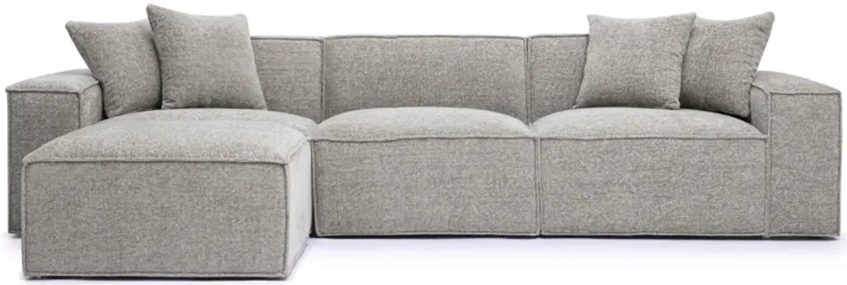 Mindy Taupe Chenille Basketweave Modular Sectional
