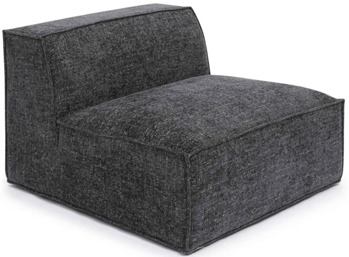 Mindy Charcoal Chenille Basketweave Armless Chair