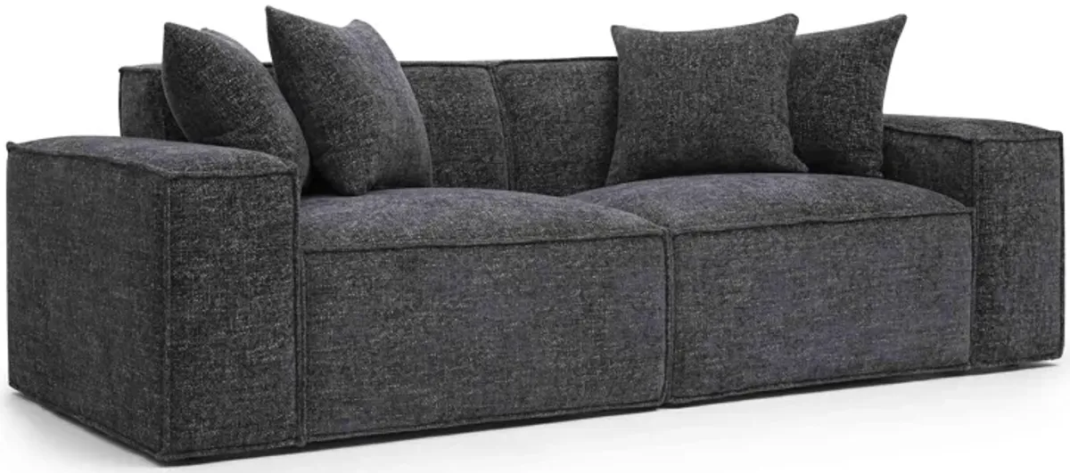 Mindy Charcoal Chenille Basketweave Modular Loveseat