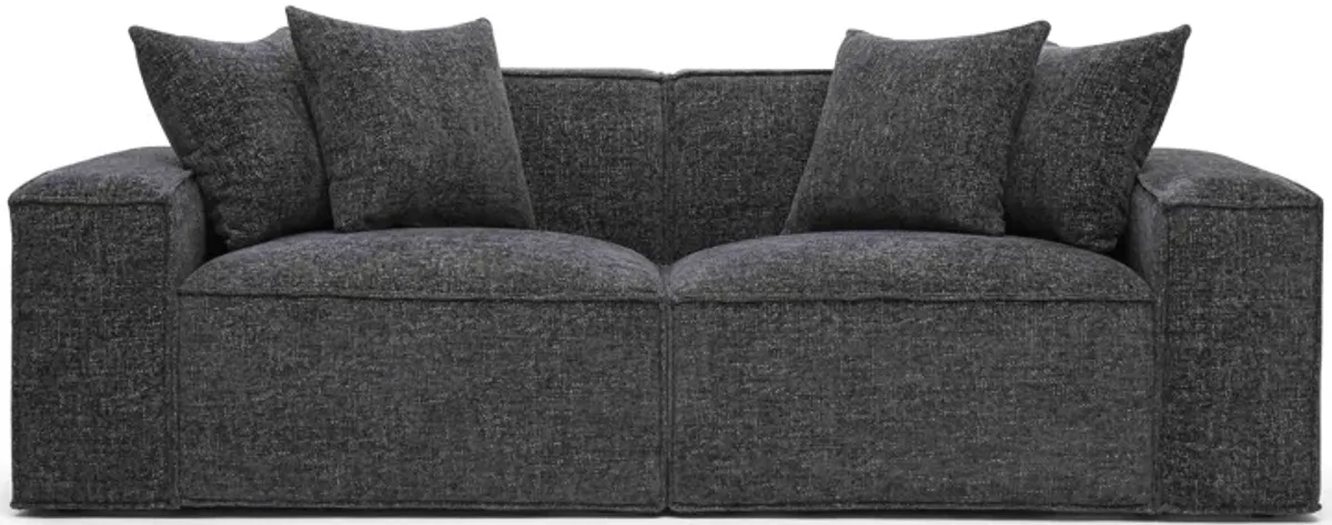 Mindy Charcoal Chenille Basketweave Modular Loveseat