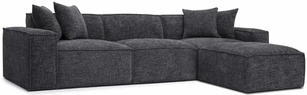 Mindy Charcoal Chenille Basketweave Modular Sectional