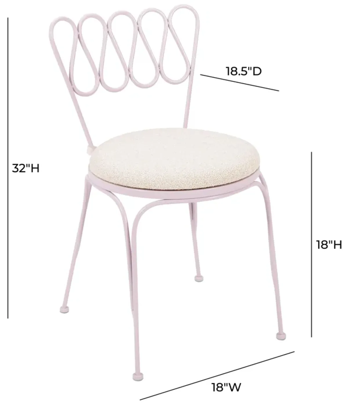 Erica Pink Wrought Iron Outdoor Chair