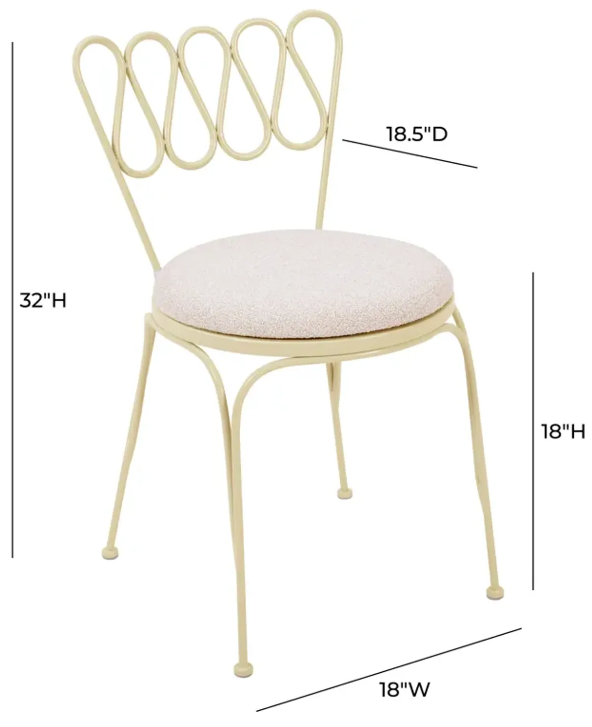 Erica Cream Wrought Iron Outdoor Chair