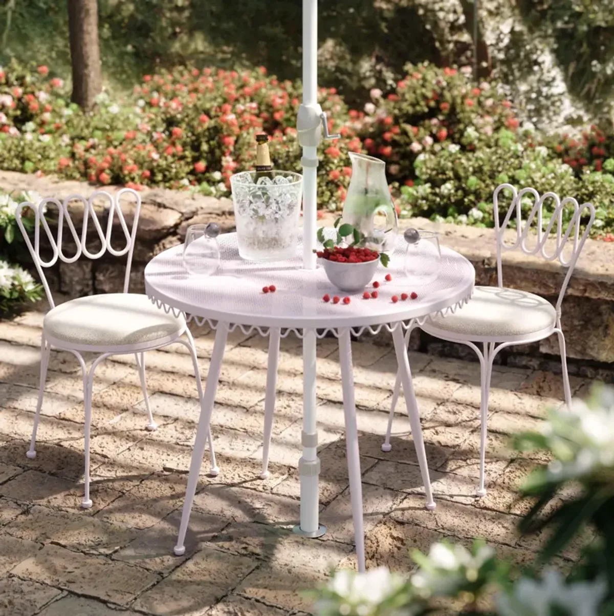 Erica Pink Wrought Iron Outdoor Cafe Table