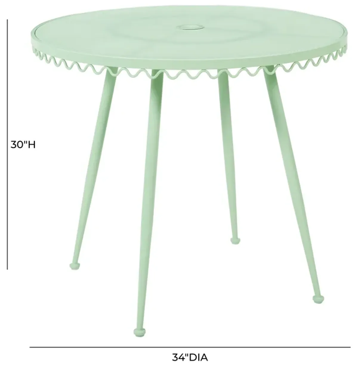 Erica Mint Green Wrought Iron Outdoor Cafe Table