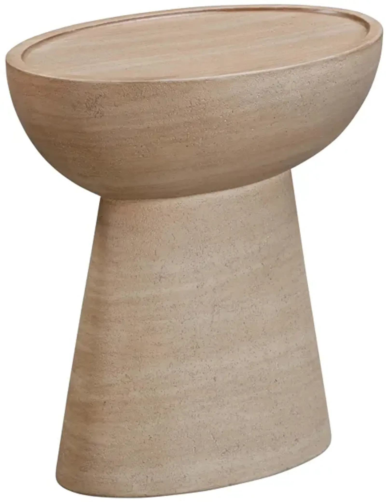 Eclipse Textured Faux Travertine Indoor / Outdoor Side Table