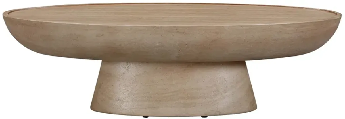 Eclipse Textured Faux Travertine Indoor / Outdoor Coffee Table