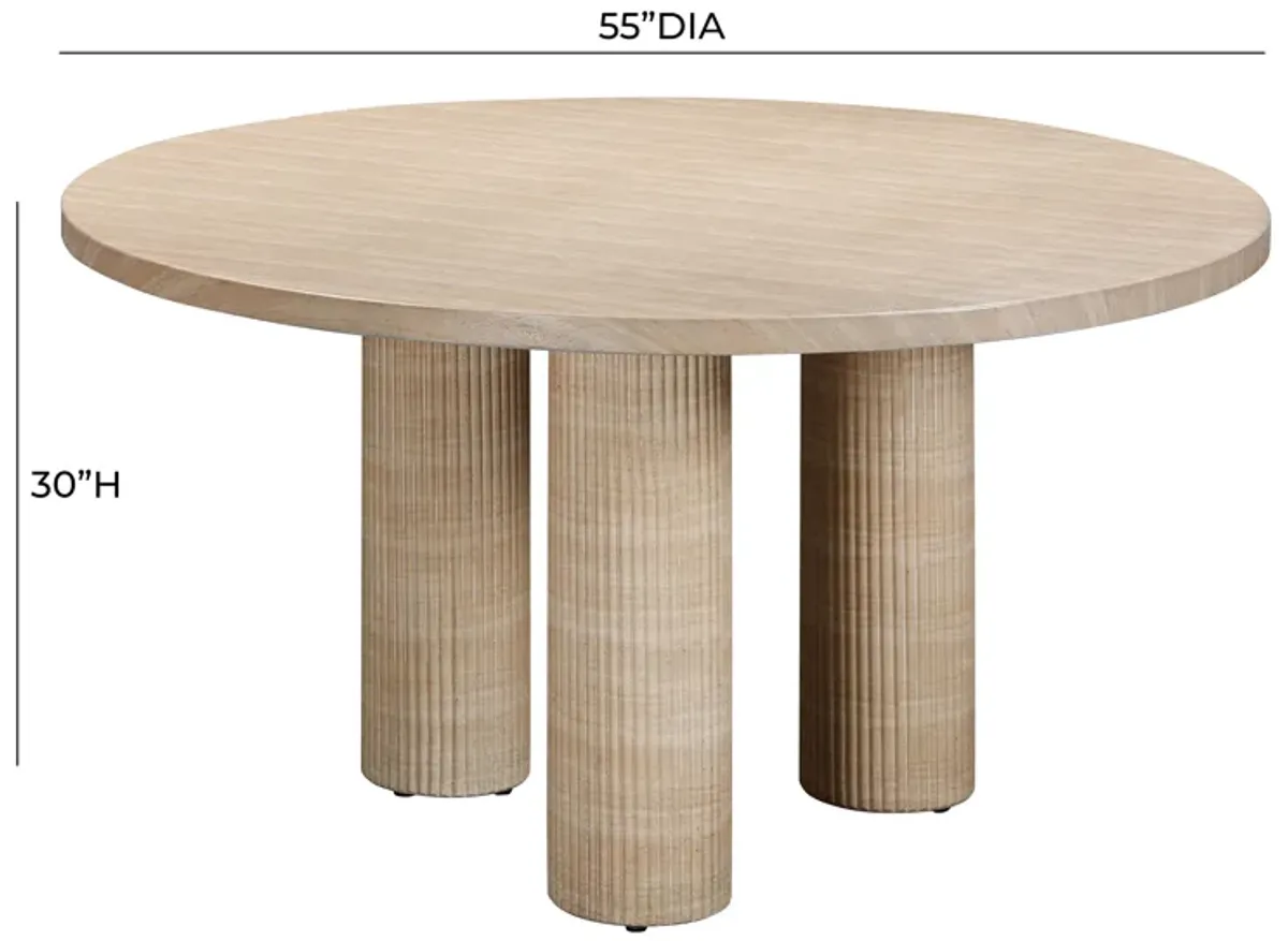 Patti Textured Faux Travertine Indoor / Outdoor Round Dining Table