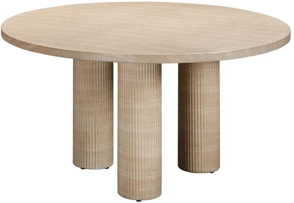 Patti Textured Faux Travertine Indoor / Outdoor Round Dining Table