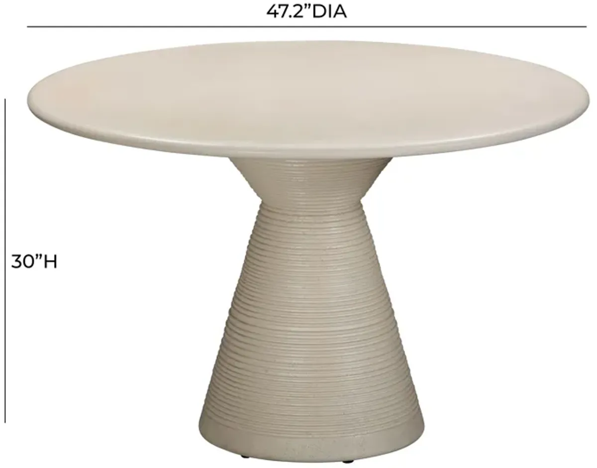 Fern Beige Textured Faux Plaster Concrete Indoor / Outdoor Round Dining Table