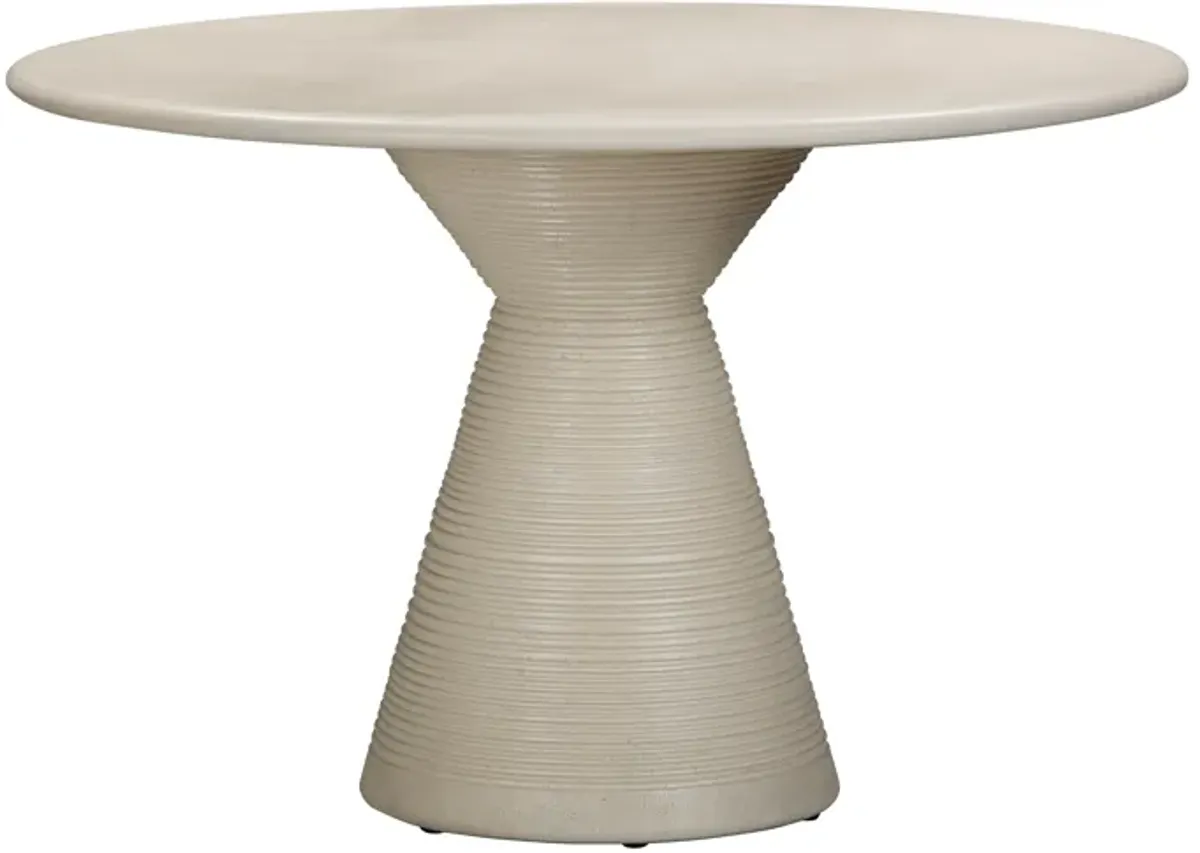 Fern Beige Textured Faux Plaster Concrete Indoor / Outdoor Round Dining Table