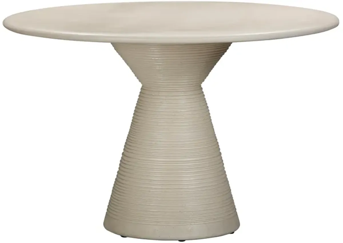 Fern Beige Textured Faux Plaster Concrete Indoor / Outdoor Round Dining Table