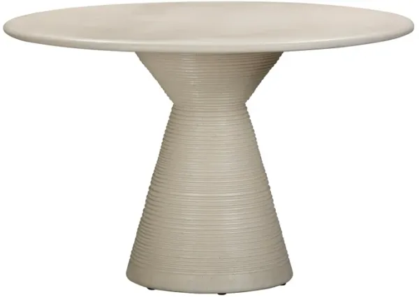 Fern Beige Textured Faux Plaster Concrete Indoor / Outdoor Round Dining Table