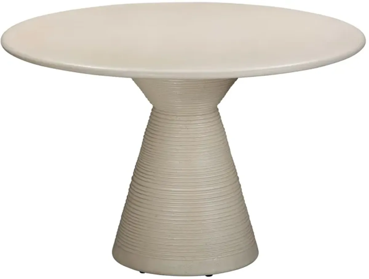 Fern Beige Textured Faux Plaster Concrete Indoor / Outdoor Round Dining Table