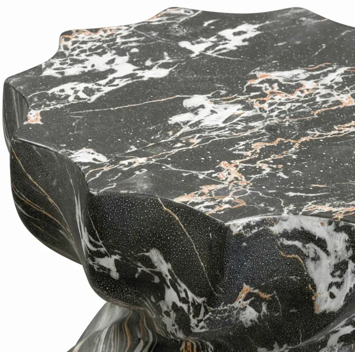 Turin Black Faux Marble Indoor / Outdoor Concrete Stool