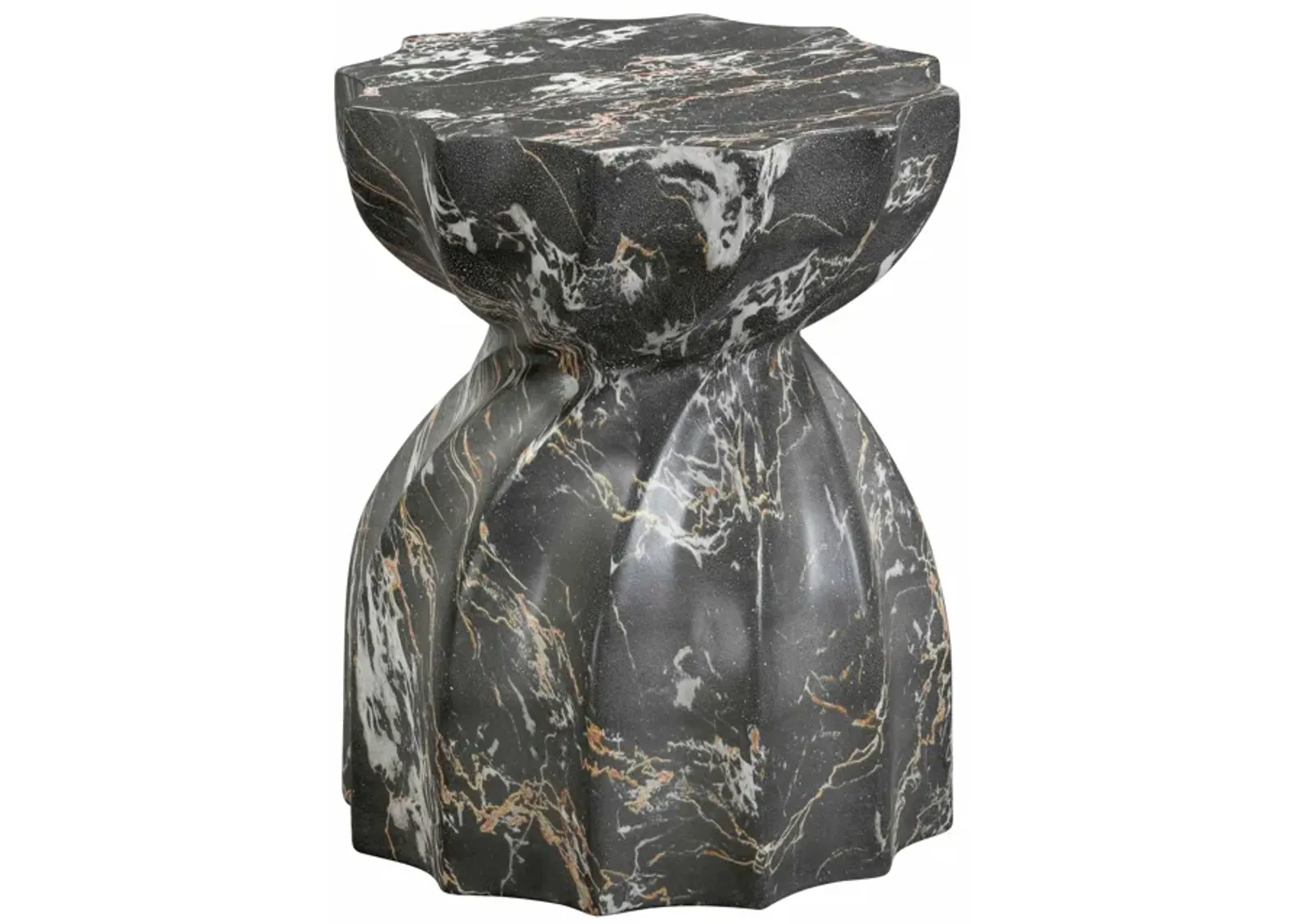 Turin Black Faux Marble Indoor / Outdoor Concrete Stool