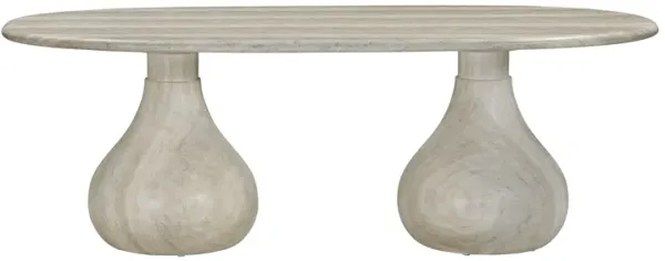 Smooch Faux Travertine Indoor / Outdoor Pedestal Dining Table