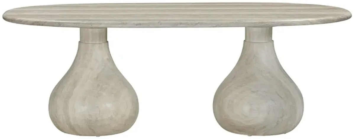 Smooch Faux Travertine Indoor / Outdoor Pedestal Dining Table